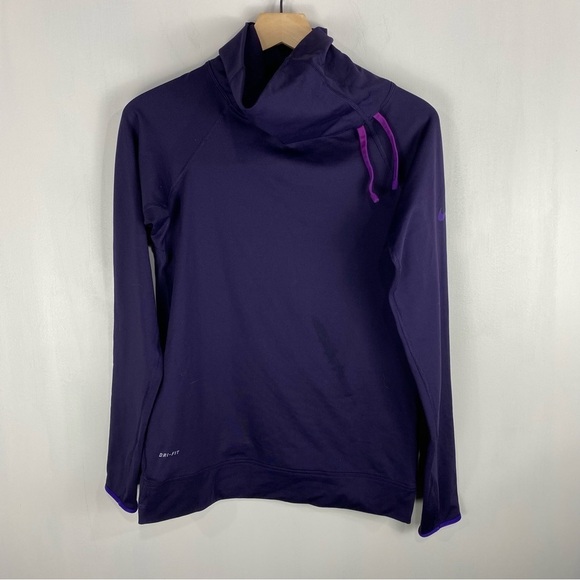 Nike Pro Women's Dri-Fit Drawstring High‎ Neck Turtleneck Pullover Shirt Medium - Picture 1 of 7